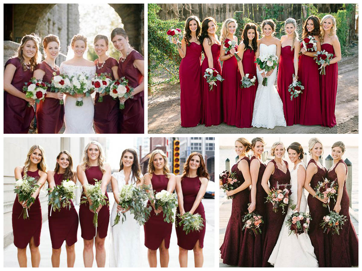 свадебные наряды на бордовую свадьбу