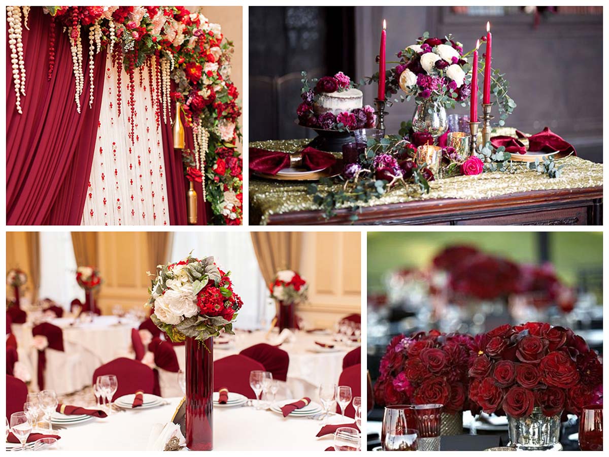 организация свадьбы в бордовом цвете в Москве